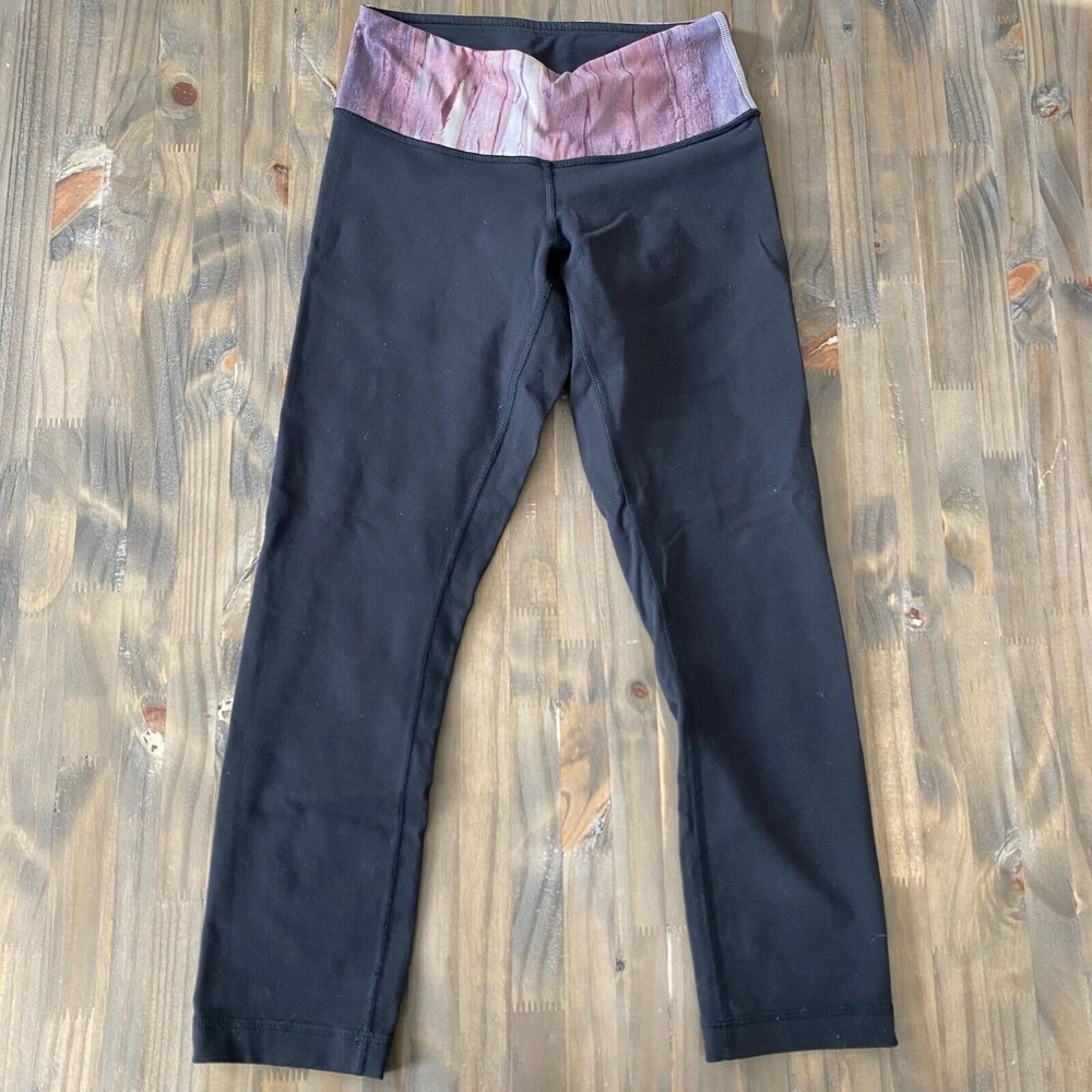 Lululemon Wunder Under Crop Reversible Womens Leggings Size 2-4 Color Black Pink